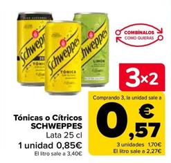 Oferta de Schweppes - Tónicas O Citricos por 0,85€ en Carrefour
