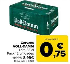Oferta de Voll-damm - Cerveza por 0,75€ en Carrefour