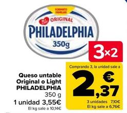 Oferta de Philadelphia - Queso Untable Original O Light por 3,55€ en Carrefour