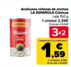 Oferta de La Española - Aceitunas Rellenas De Anchoa Clasicas por 2,39€ en Carrefour