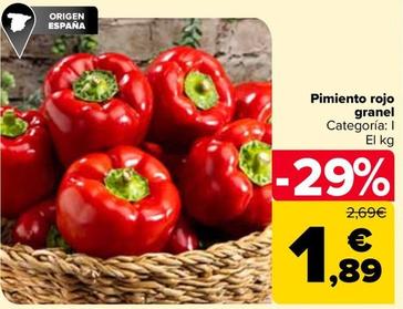Oferta de Pimiento Rojo Granel por 1,89€ en Carrefour