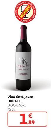 Oferta de Ordate - Vino Tinto Joven D.O.Ca Rioja por 1,89€ en Alcampo