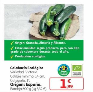 Oferta de Calabacin Ecologico por 1,99€ en Alcampo