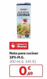Oferta de Nata Para Cocinar 18% M.G. por 0,69€ en Alcampo