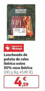 Oferta de Loncheado De Paleta De Cebo Ibérica Extra 50% Raza Ibérica por 4,59€ en Alcampo