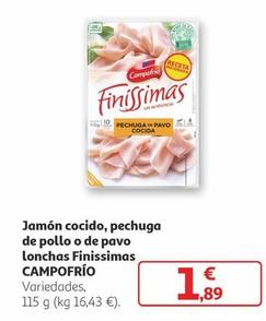 Oferta de Campofrío - Jamon Cocido Pechuga De Pollo o De Pavo Lonchas Finissimas por 1,89€ en Alcampo