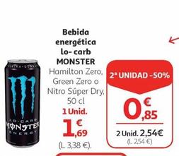 Oferta de Monster - Bebida Energética Lo-carb por 1,69€ en Alcampo