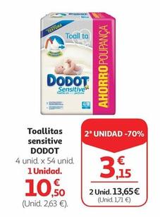 Oferta de Dodot - Toallitas Sensitive por 10,5€ en Alcampo