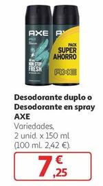 Oferta de Axe - Desodorante Duplo O Desodorante En Spray por 7,25€ en Alcampo