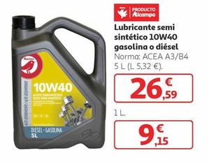 Oferta de Alcampo - Lubricante Semi Sintético 10w40 Gasolina O Diésel por 26,59€ en Alcampo