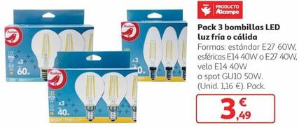 Oferta de Auchan - Pack Bombillas LED Luz Fria O Calida por 3,49€ en Alcampo