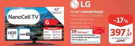 Oferta de Lg TV 43" 43NAN0766QA por 397,57€ en Alcampo