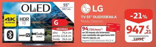 Oferta de Lg TV 55" OLED55B36LA por 947,21€ en Alcampo