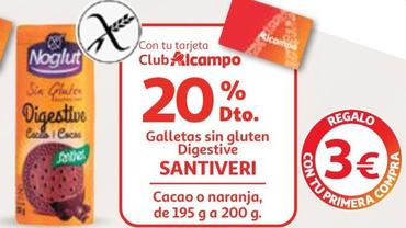 Oferta de Santiveri - Galletas Sin Gluten Digestive Cacao / Naranja por 3€ en Alcampo