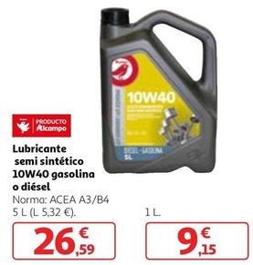 Oferta de Alcampo - Lubricante Semi Sintético 10w40 Gasolina / Diésel por 26,59€ en Alcampo