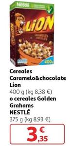 Oferta de Lion - Cereales Caramelo&Chocolate O Nestlé - Cereales Golden Grahams por 3,35€ en Alcampo