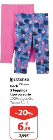 Oferta de Inextenso - Pack 2 Leggings Tipo Corsario por 6,39€ en Alcampo