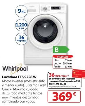 Oferta de Whirlpool - Lavadora FFS 9258 W  por 369€ en Alcampo