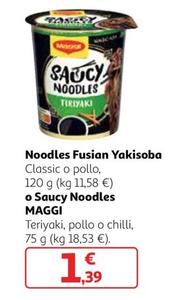 Oferta de Maggi - Noodles Fusian Yakisoba Classic O Pollo O Saucy Noodles por 1,39€ en Alcampo