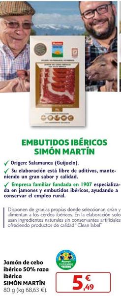 Oferta de Simón Martín - Jamón De Cebo Ibérico 50% Raza Ibérica  por 5,49€ en Alcampo