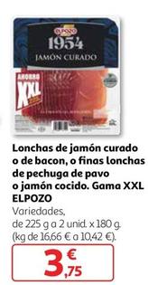Oferta de El Pozo - Lonchas De Jamón Curado O De Bacon por 3,75€ en Alcampo