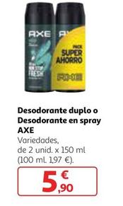 Oferta de Axe - Desodorante Duplo O Desodorante En Spray por 5,9€ en Alcampo