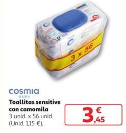 Oferta de Cosmia - Toallitas Sensitive Con Camomila por 3,45€ en Alcampo