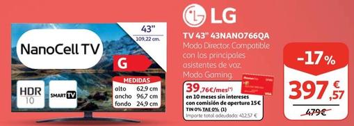 Oferta de Lg - TV 43 43NANO766QA por 397,57€ en Alcampo