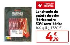 Oferta de Auchan - Loncheado De Paleta De Cebo Ibérica Extra 50% Raza Ibérica por 4,78€ en Alcampo