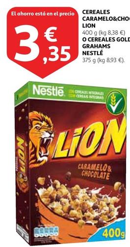 Oferta de Lion - Cereales Caramelo& Chocolate O Nestlé - Cereales Golden Grahams por 3,35€ en Alcampo