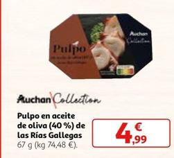 Oferta de Auchan - Pulpo En Aceite De Oliva (40%) De Las Rias Gallegas por 4,99€ en Alcampo