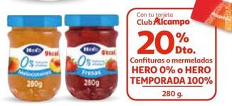 Oferta de Hero - Confituras / Mermeladas 0% por 3€ en Alcampo