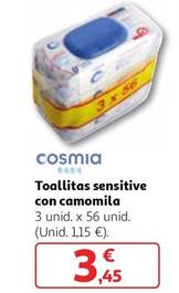 Oferta de Cosmia - Toallitas Sensitive Con Camomila por 3,45€ en Alcampo