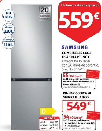 Oferta de Samsung - Combi RB 34 C602 DSA SMART INOX por 559€ en Alcampo