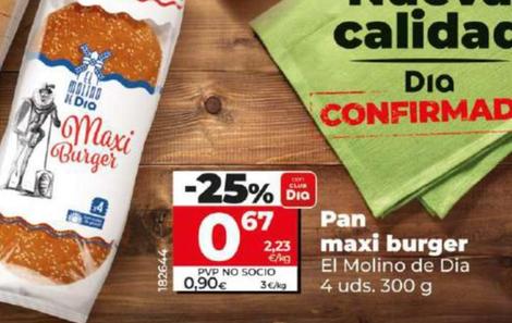 Oferta de El Molino De Dia - Pan Maxi Burger por 0,67€ en Dia