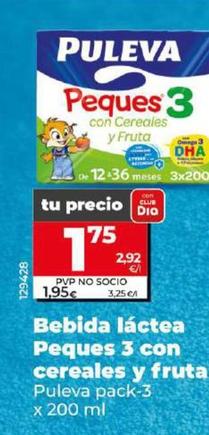 Oferta de Puleva - Bebida Lactea Peques 3 Con Cereales Y Fruta por 1,75€ en Dia