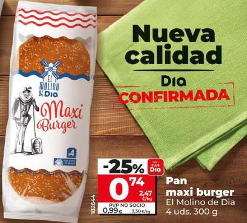 Oferta de El Molino De Dia - Pan Maxi Burger por 0,74€ en Dia