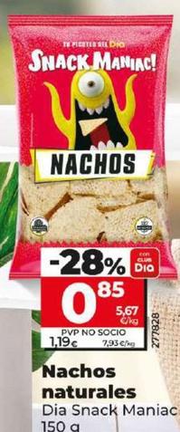Oferta de Dia Snack Maniac - Nachos Naturales por 0,85€ en Dia
