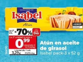 Oferta de Isabel - Atún En Aceite De Girasol por 3,29€ en Dia