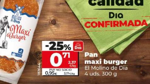 Oferta de El Molino De Dia - Pan Maxi Burger por 0,67€ en Dia