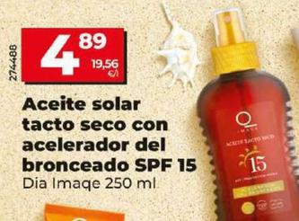 Oferta de Dia Imaqe - Aceite Solar Tacto Seco Con Acelerador Del Bronceado Spf 15 por 4,89€ en Dia