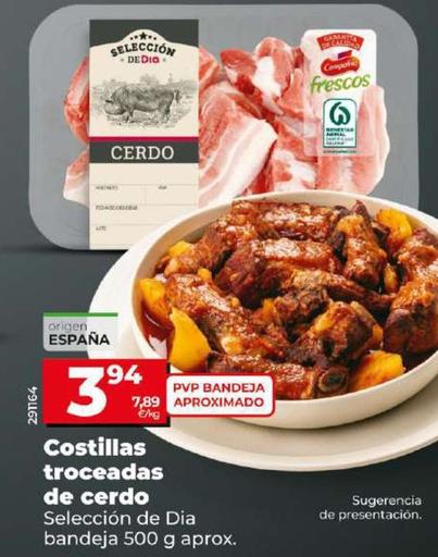 Oferta de Seleccion De Dia - Costillas Troceadas De Cerdo por 3,94€ en Dia