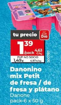 Oferta de Danone - Danonino Mix Petit De Fresa / De Fresa Y Platano por 1,39€ en Dia