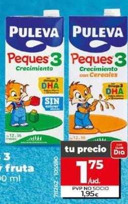 Oferta de Puleva - Bebida Lactea Peques 3 De Crecimiento / Con Cereales por 1,75€ en Dia