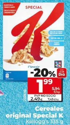 Oferta de Kellogg's - Cereales Original Special K por 1,99€ en Dia