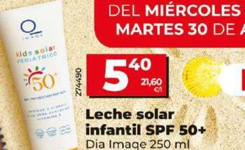 Oferta de Dia Imaqe - Leche Solar Infantil SPF 50+ por 5,4€ en Dia
