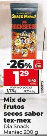 Oferta de Dia Snack Maniac - Mix De Frutos Secos Sabor Tex-mex por 1,29€ en Dia