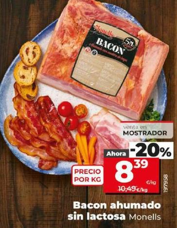 Oferta de Monells - Bacon Ahumado Sin Lactosa por 8,39€ en Dia