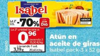 Oferta de Isabel - Atun En Aceite De Girasol por 3,19€ en Dia
