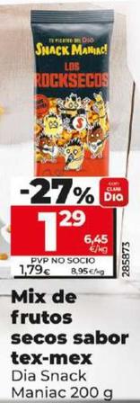 Oferta de Dia Snack Maniac - Mix De Frutos Secos Sabor Tex-mex por 1,29€ en Dia